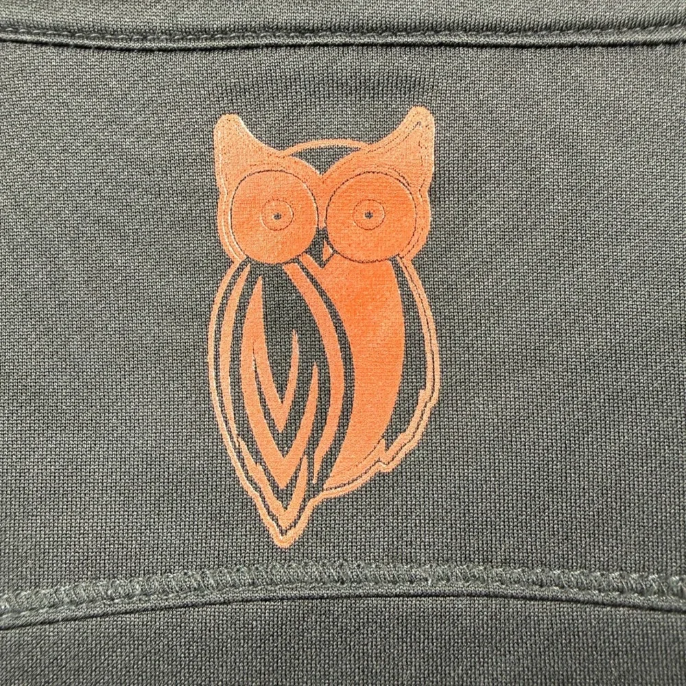 Hooters Jacket Womens XS Black Owl Logo Full Zip Thumb Holes Mock Neck Employee - Picture 9 of 11